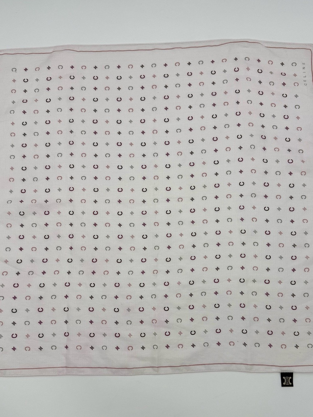 ⭐️⭐️⭐️VTG CELINE Paris Triomphe & C Monogram Silk Square Scarf Handkerchief 19"